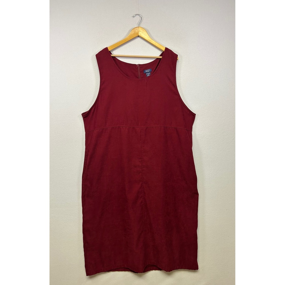 Dark‎ Academia B.P.S. Woman 2X Burgundy Faux Suede Sleeveless Shift Jumper Dress